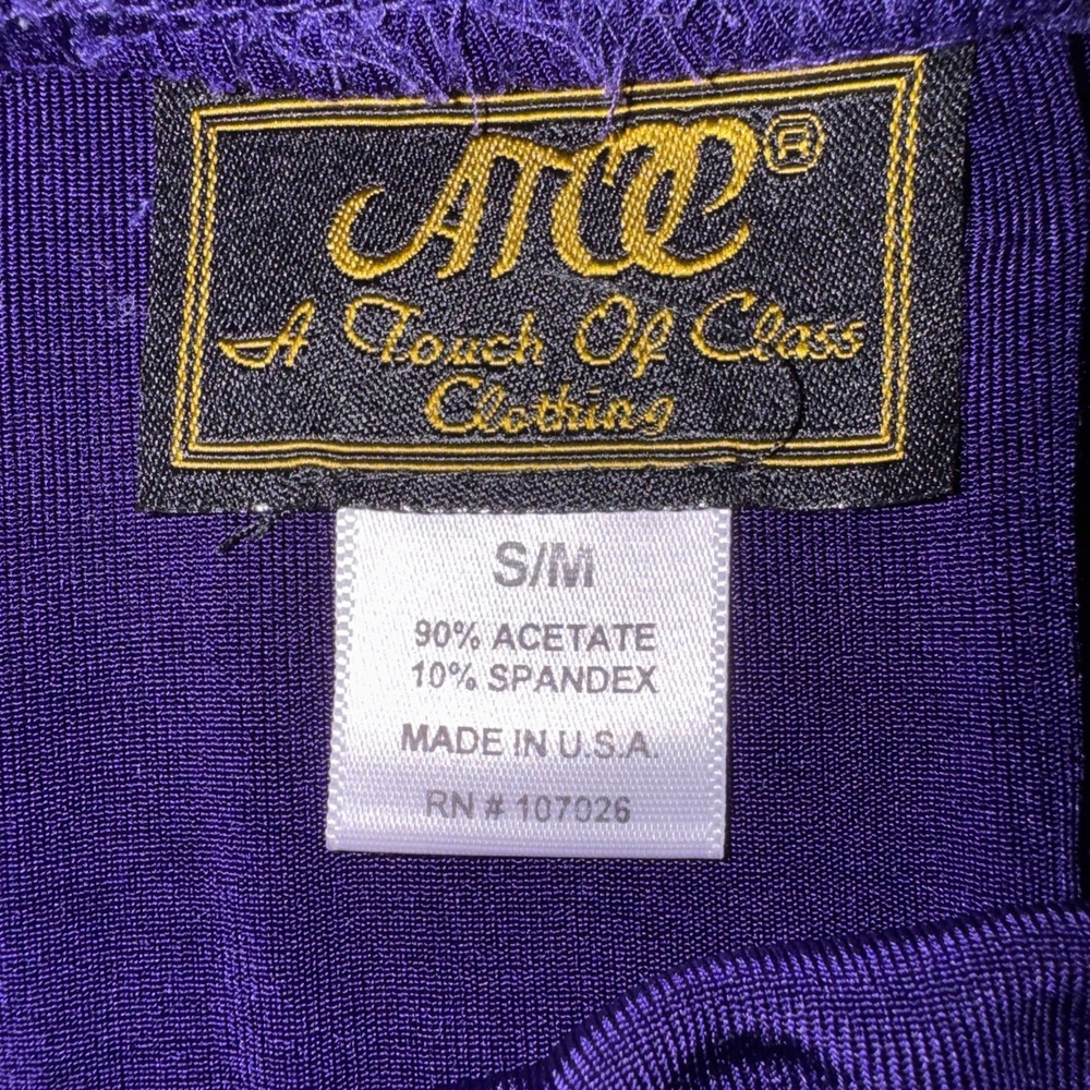 A Touch of Class Vintage Slinky Pleated Skirt Purple S/M Made in USA Whimsigoth - Picture 3 of 4